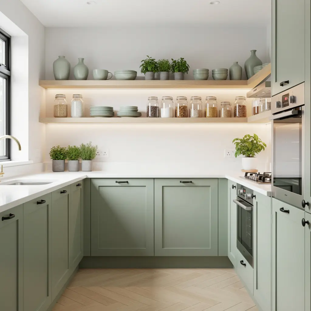 Modern Sage Green Kitchen Organization