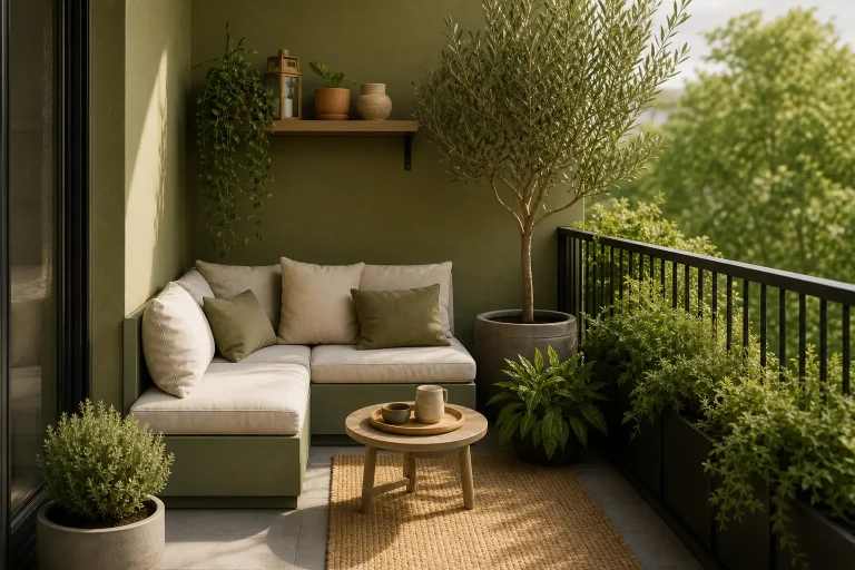 Modern Olive Green Balcony Design Ideas