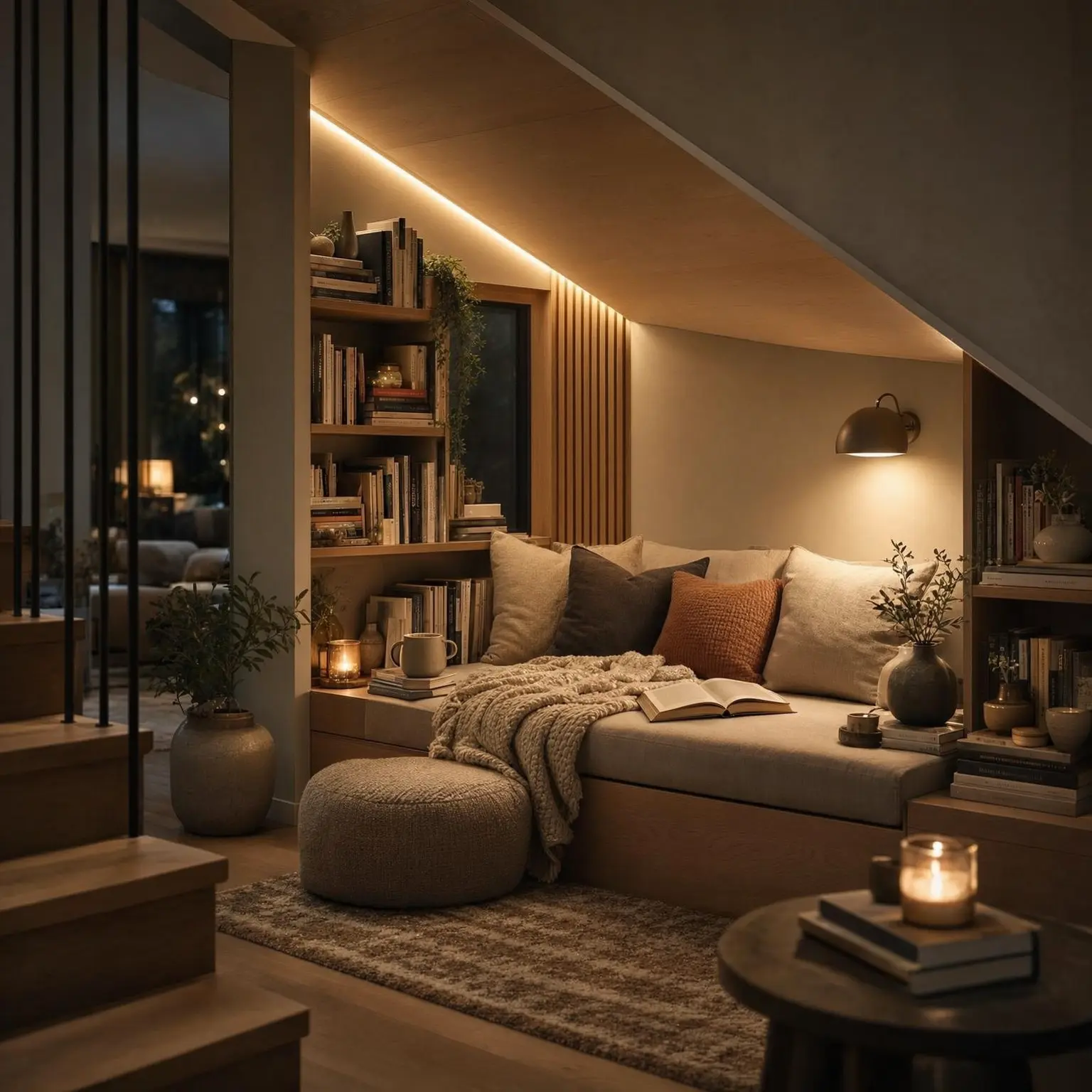 Modern Under Stairs Reading Nook Ideas