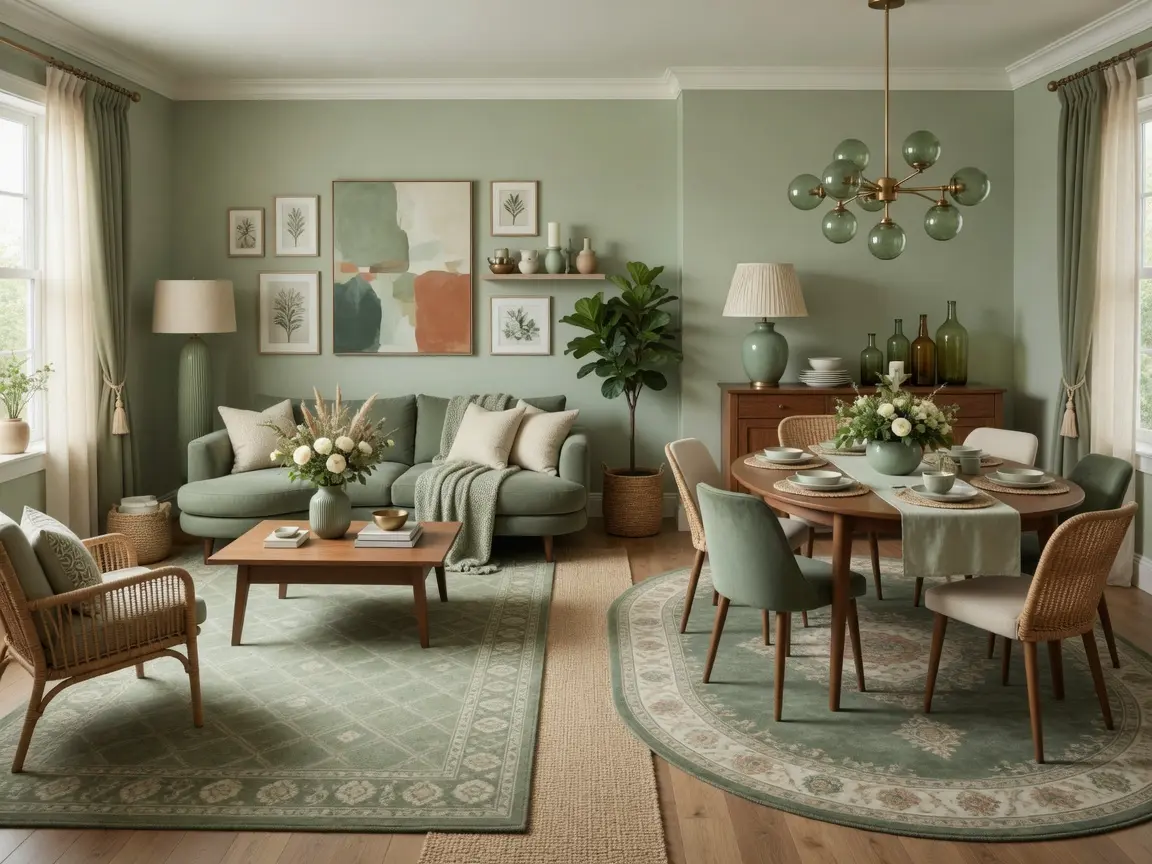 Modern Sage Green Living Room