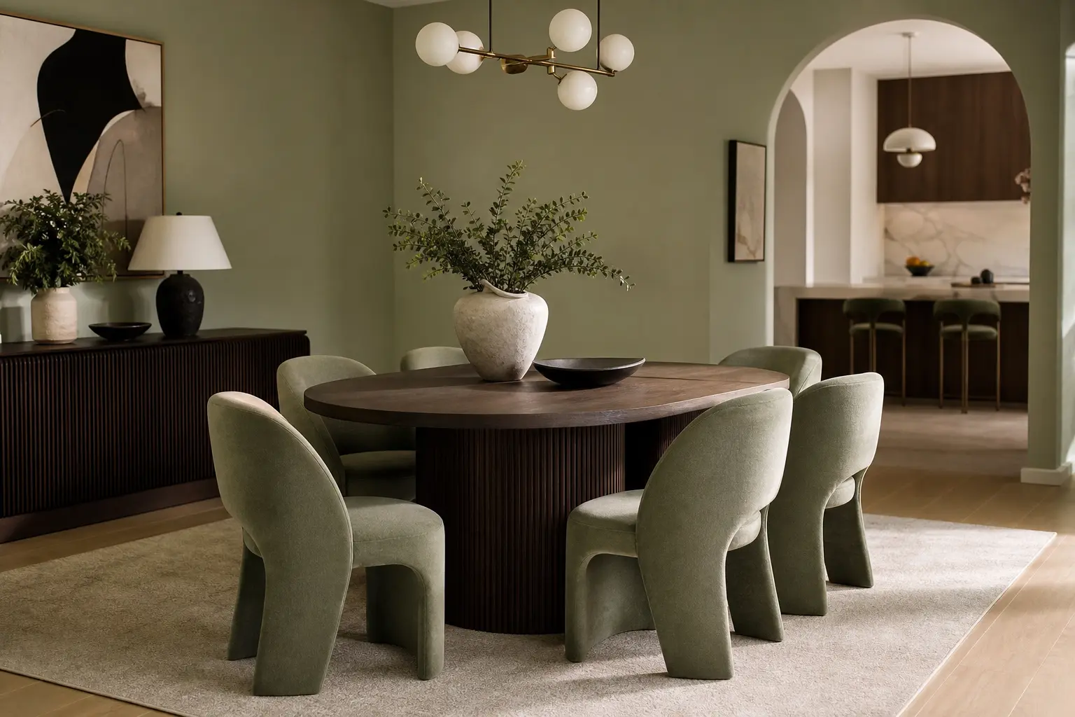 Modern Sage Green Dining Room Makeover Ideas