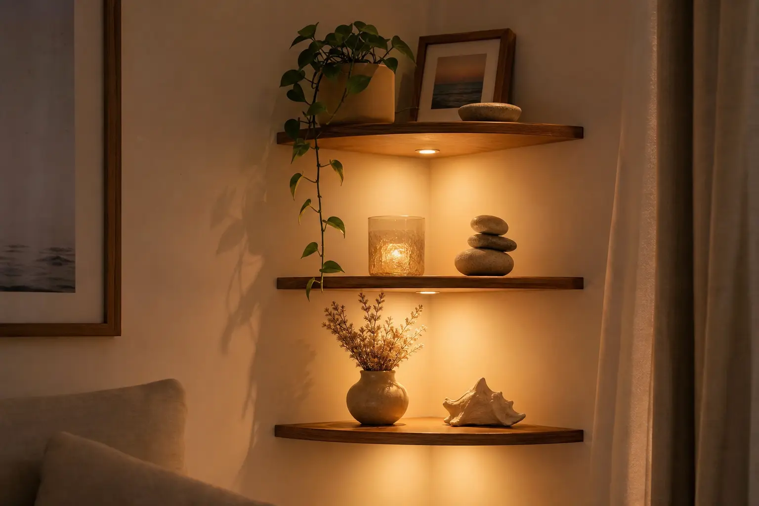 Cozy Floating Corner Shelf Ideas