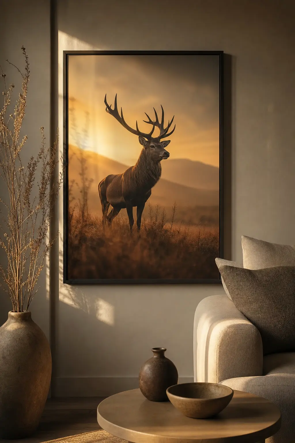 Golden Hour Stag Minimalist Nature Wall Art Ideas