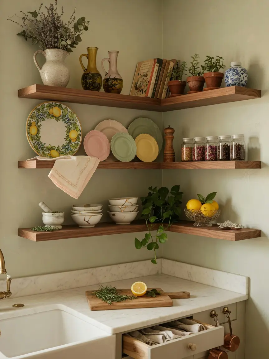 Curated Kitchen Open Shelving