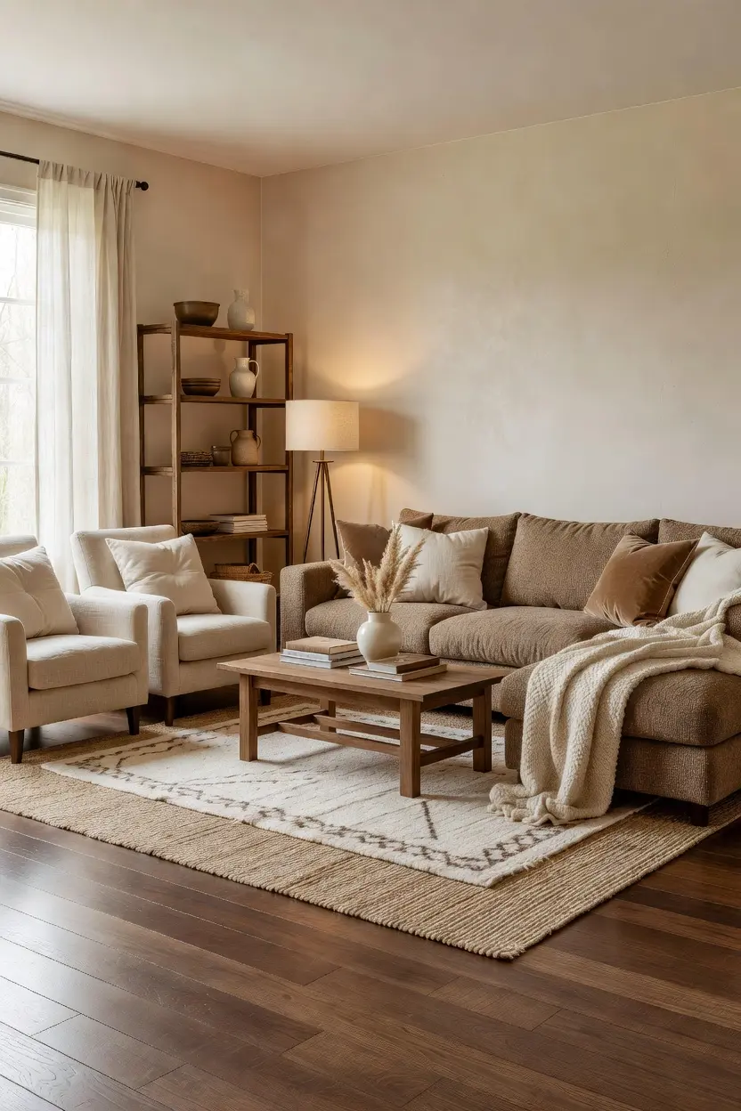 Cozy Brown and Cream Living Room Decor Ideas