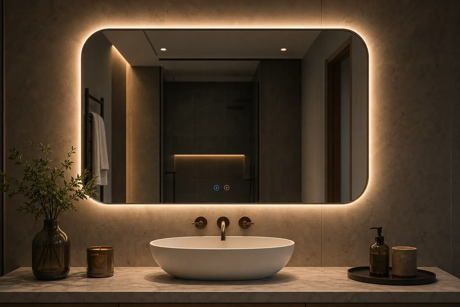 Modern LED Bathroom Mirror Ideas with Touch Sensors