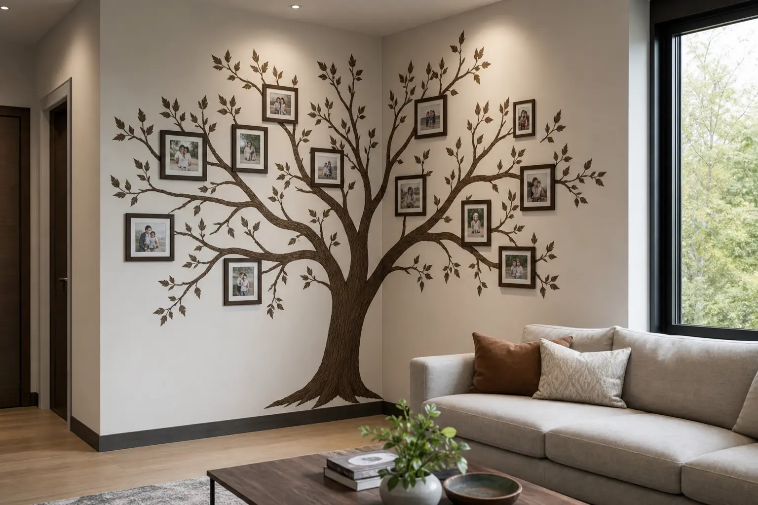 Elegant Tree Wall Sticker Ideas with Photo Frames