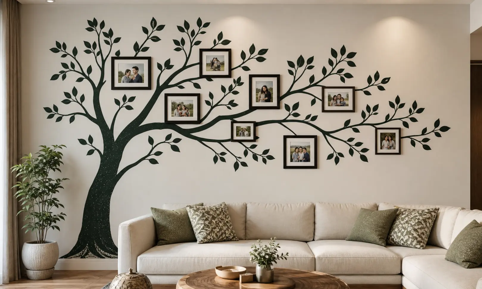 Elegant Tree Wall Sticker Ideas with Photo Frames