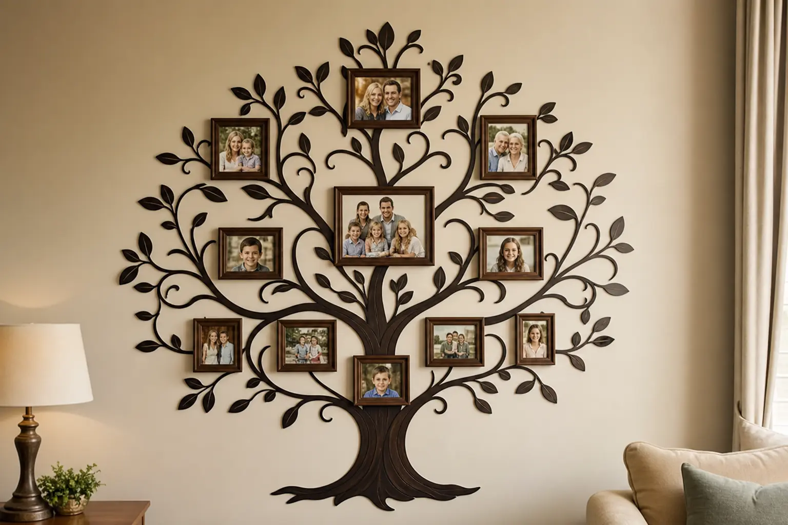 Elegant Tree Wall Sticker Ideas with Photo Frames