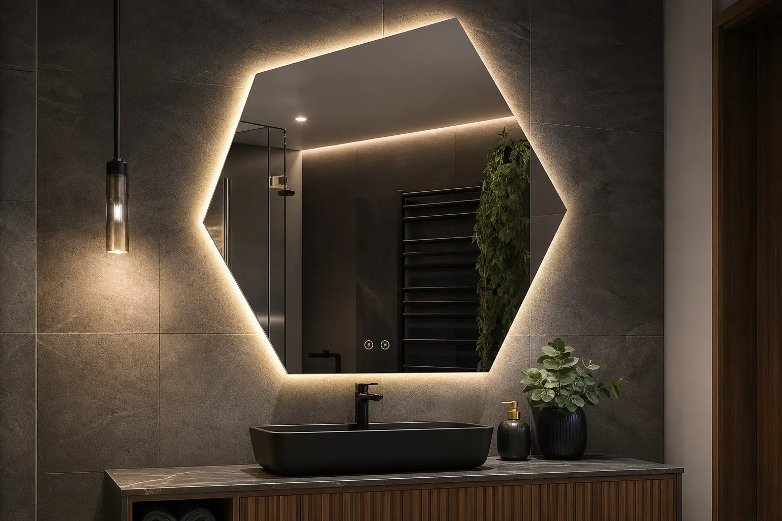 Irregular LED Bathroom Mirror Ideas with Touch Control