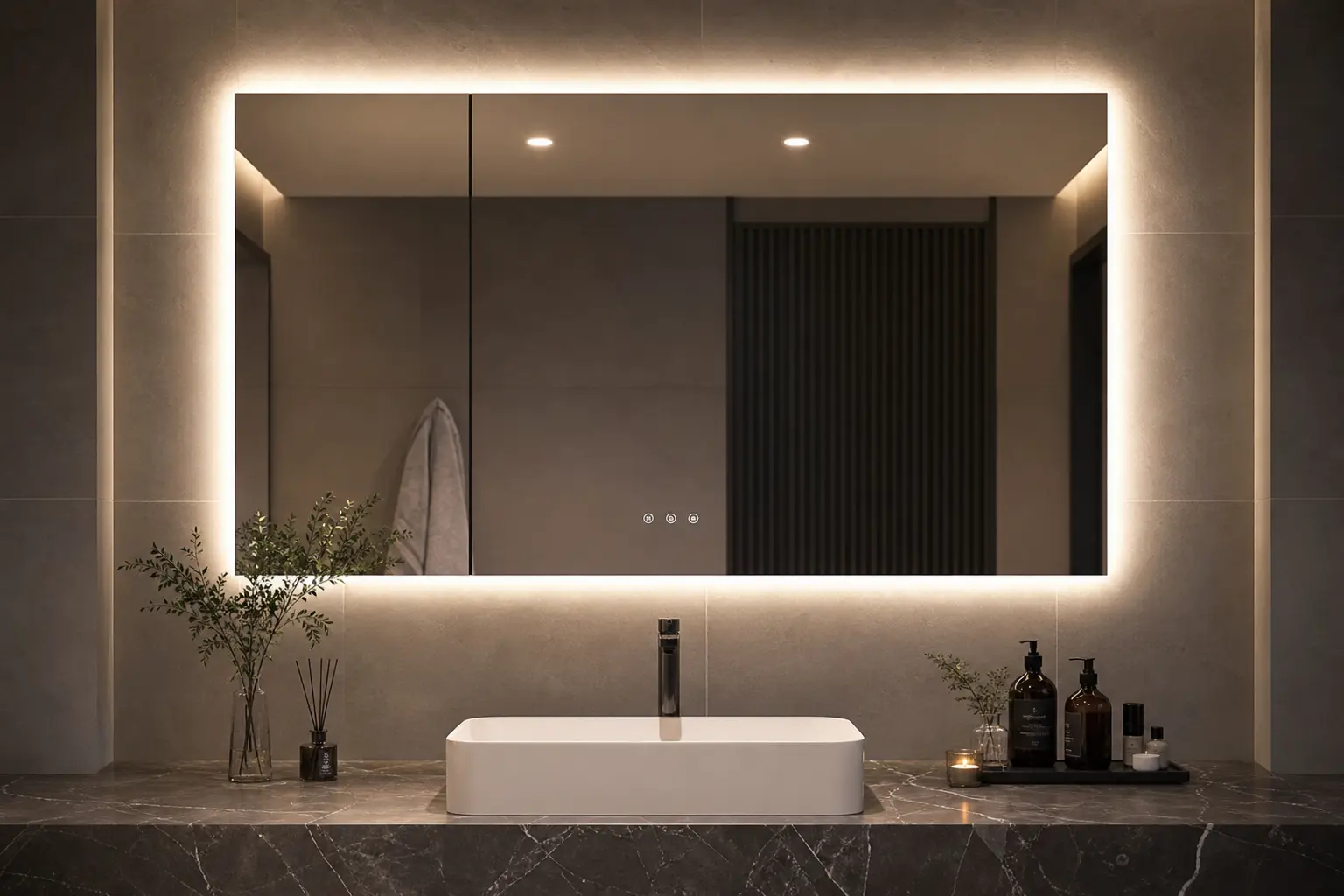 Modern LED Bathroom Mirror Ideas with Touch Sensors