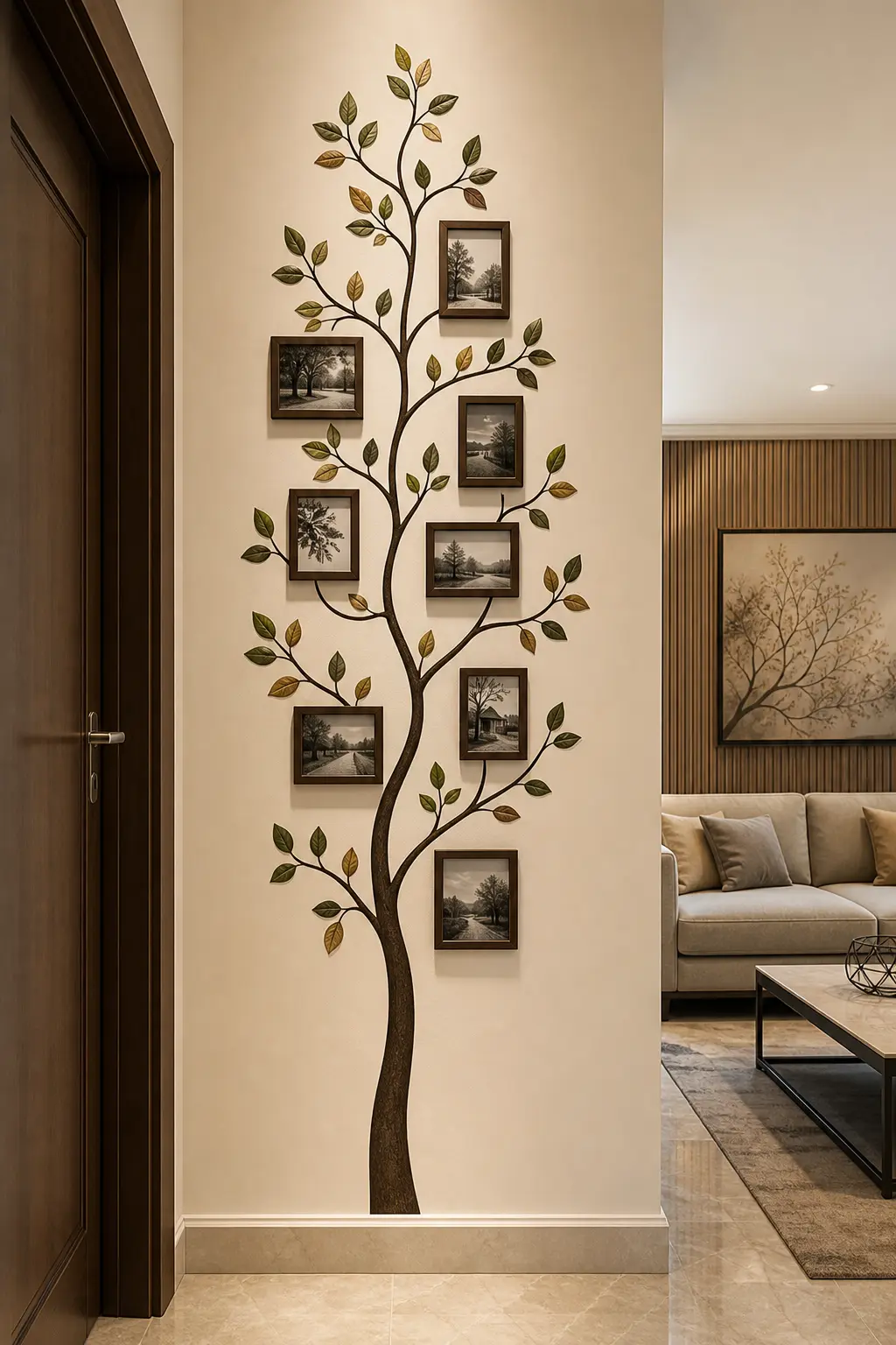 Elegant Tree Wall Sticker Ideas with Photo Frames