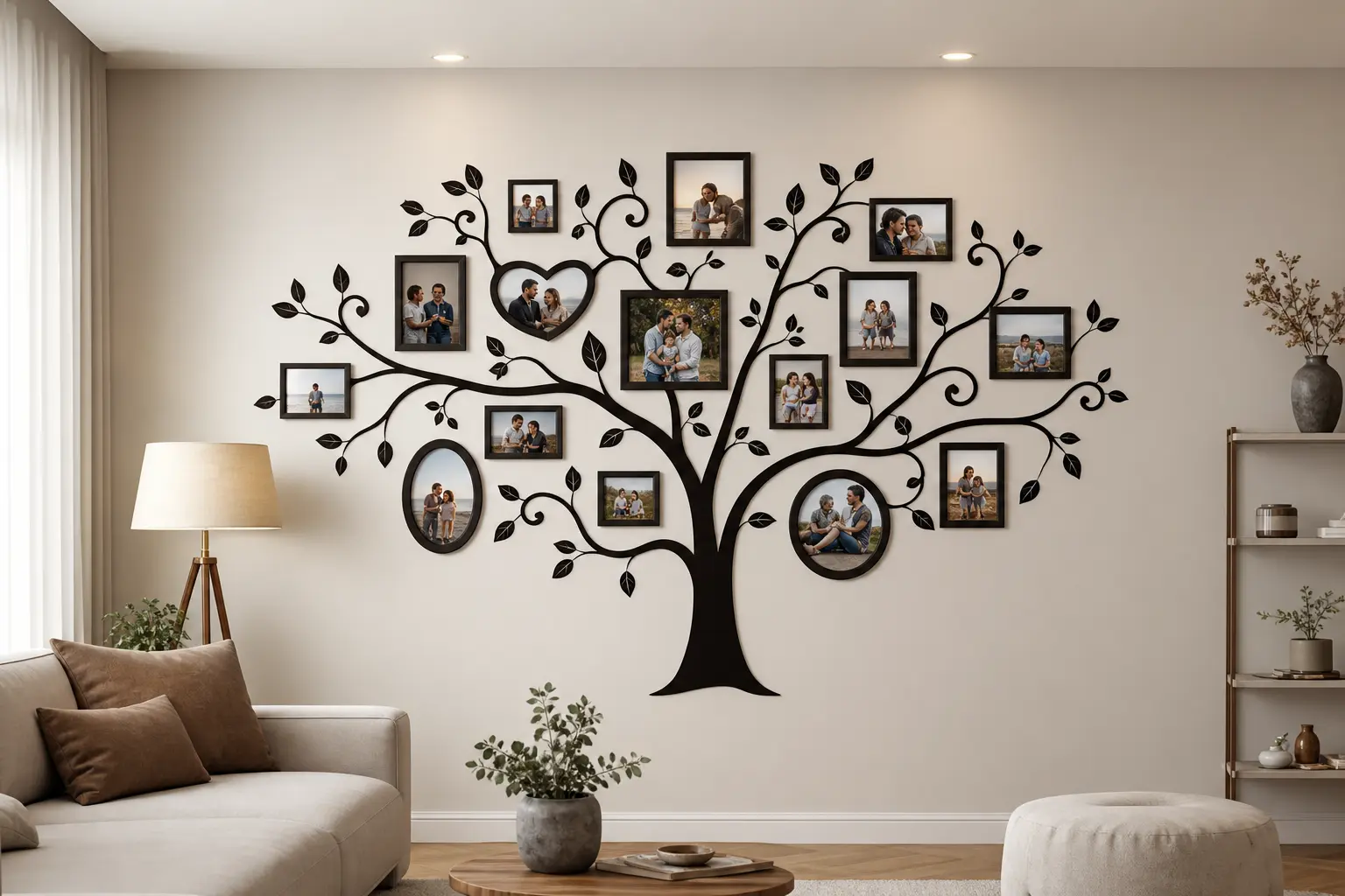 Elegant Tree Wall Sticker Ideas with Photo Frames