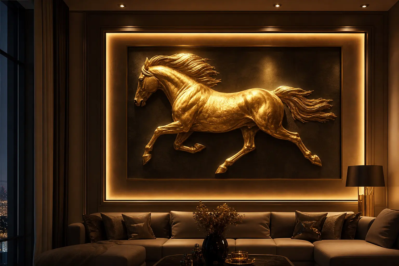Luxury Golden Horse Wall Art Ideas