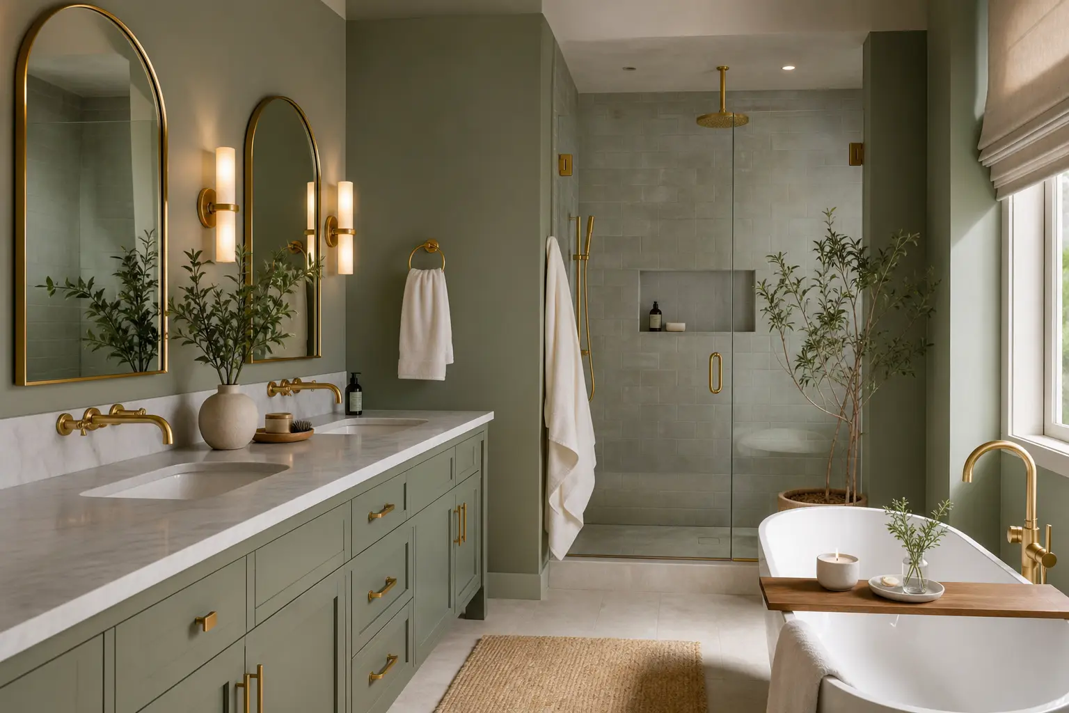 Aesthetic Sage Green Bathroom Interior Design