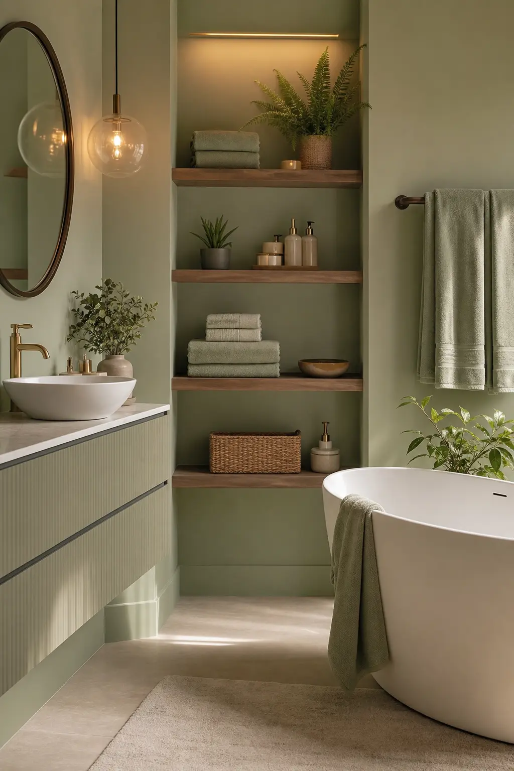 Aesthetic Sage Green Bathroom Interior Design