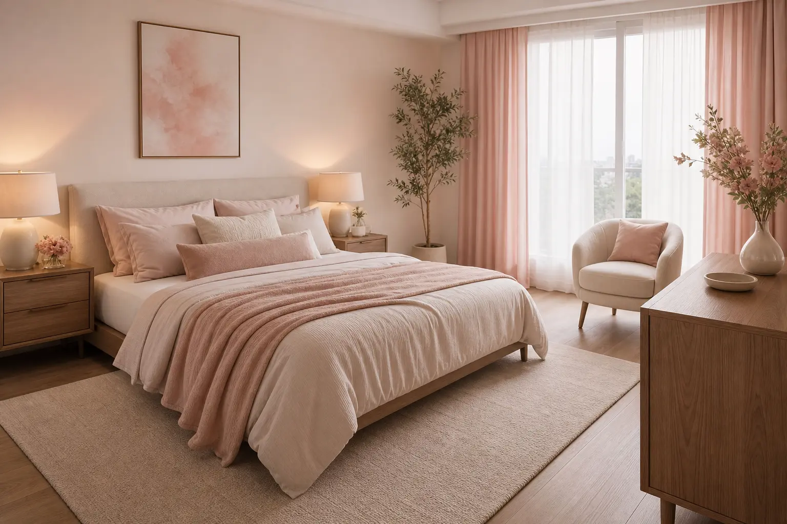 Dreamy Blush Pink & Off-White Bedroom Ideas