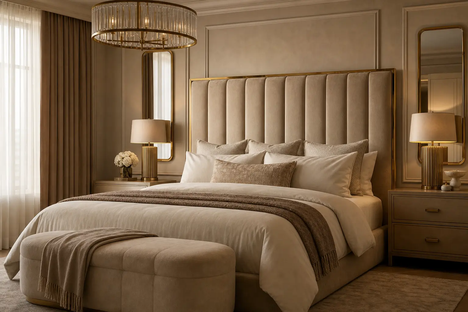 Warm Beige Luxury Bedroom Design Ideas