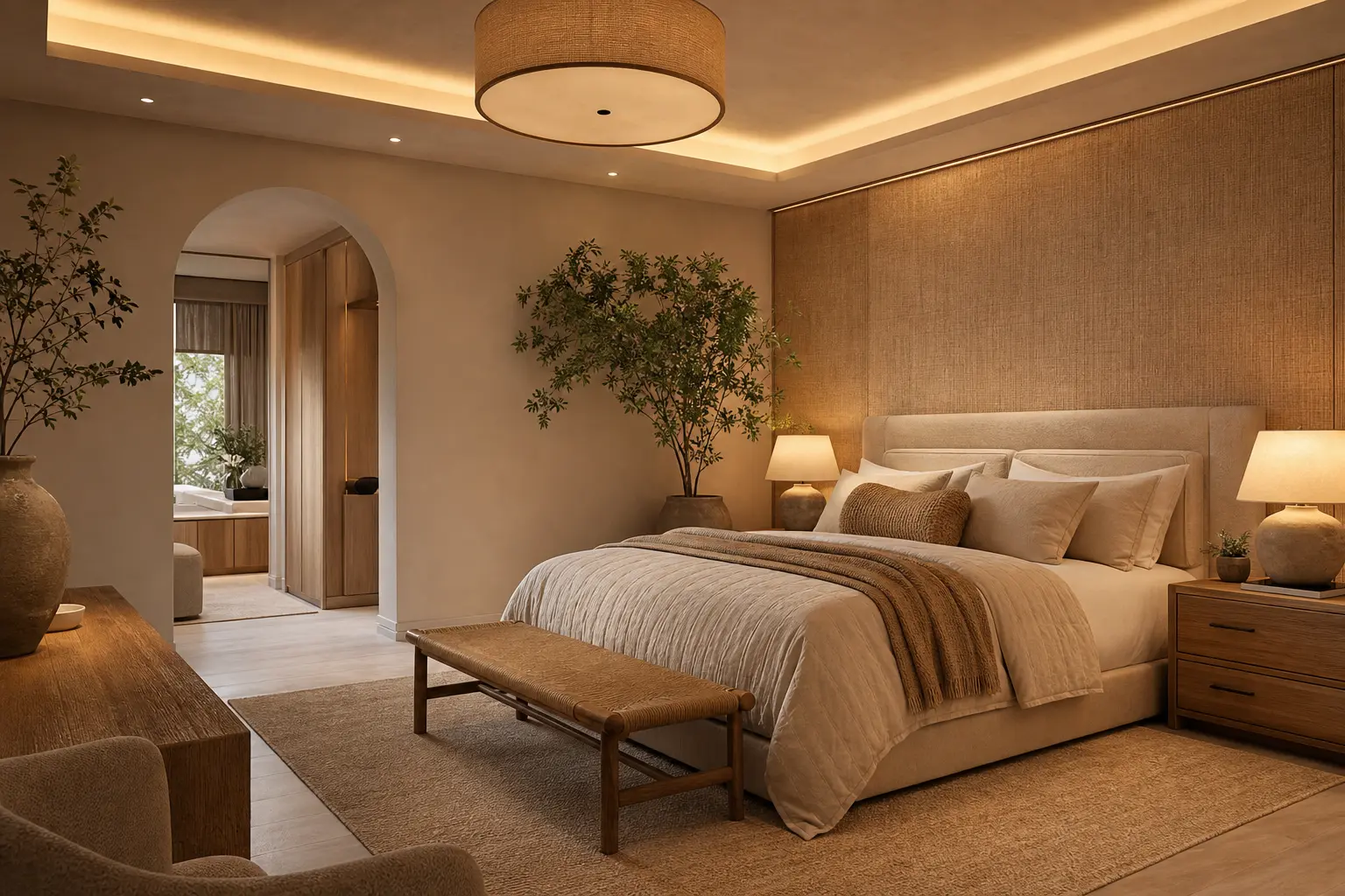 Warm Beige Luxury Bedroom Design Ideas