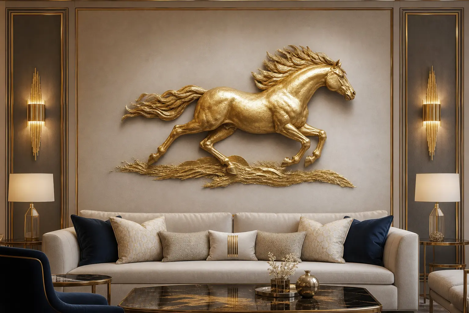Luxury Golden Horse Wall Art Ideas
