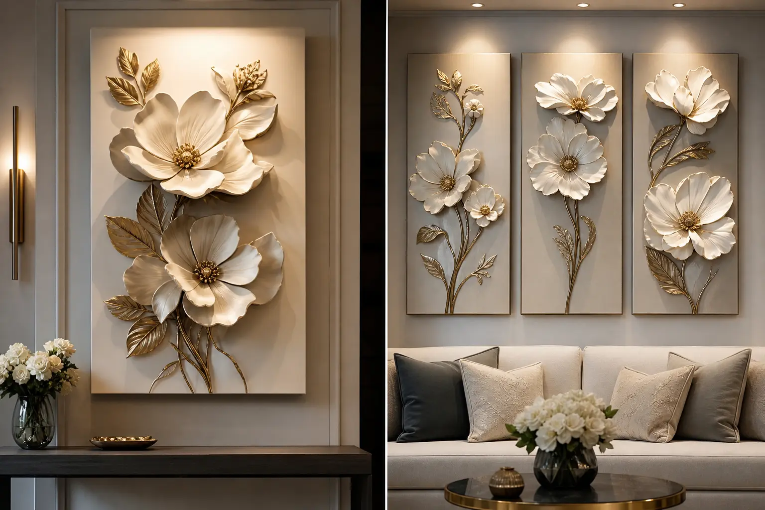 Elegant 3D Floral Wall Decor Ideas | Luxury Home Inspiration