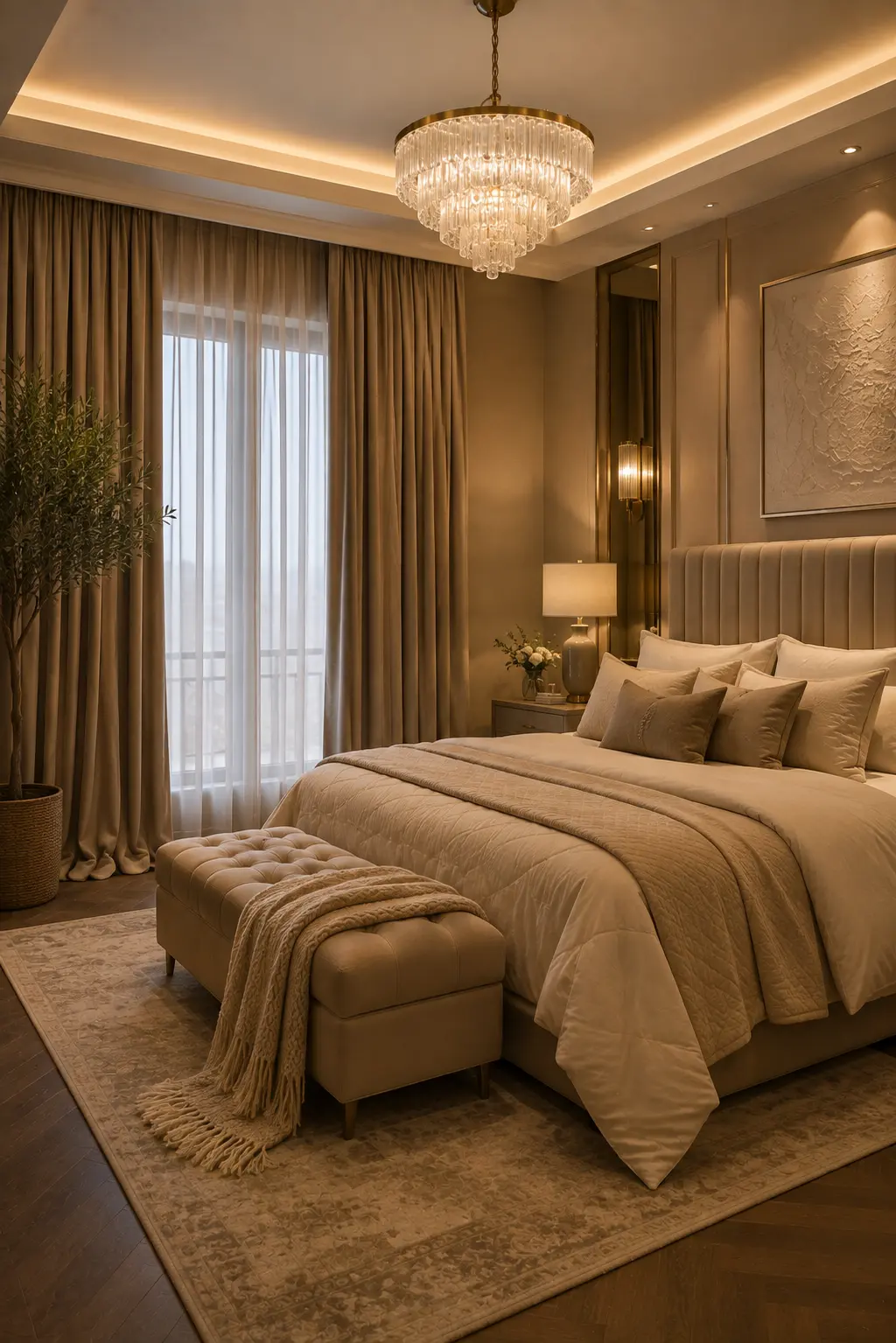 Warm Beige Luxury Bedroom Design Ideas