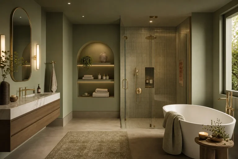 Aesthetic Sage Green Bathroom Interior Design