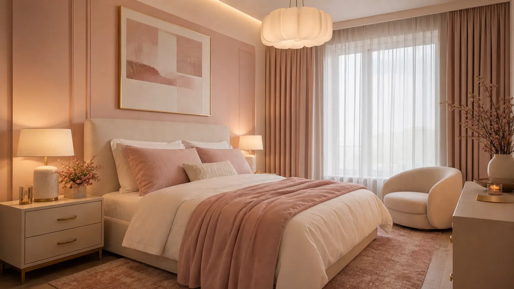 Dreamy Blush Pink & Off-White Bedroom Ideas