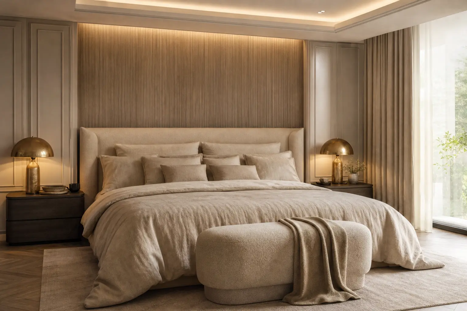 Warm Beige Luxury Bedroom Design Ideas