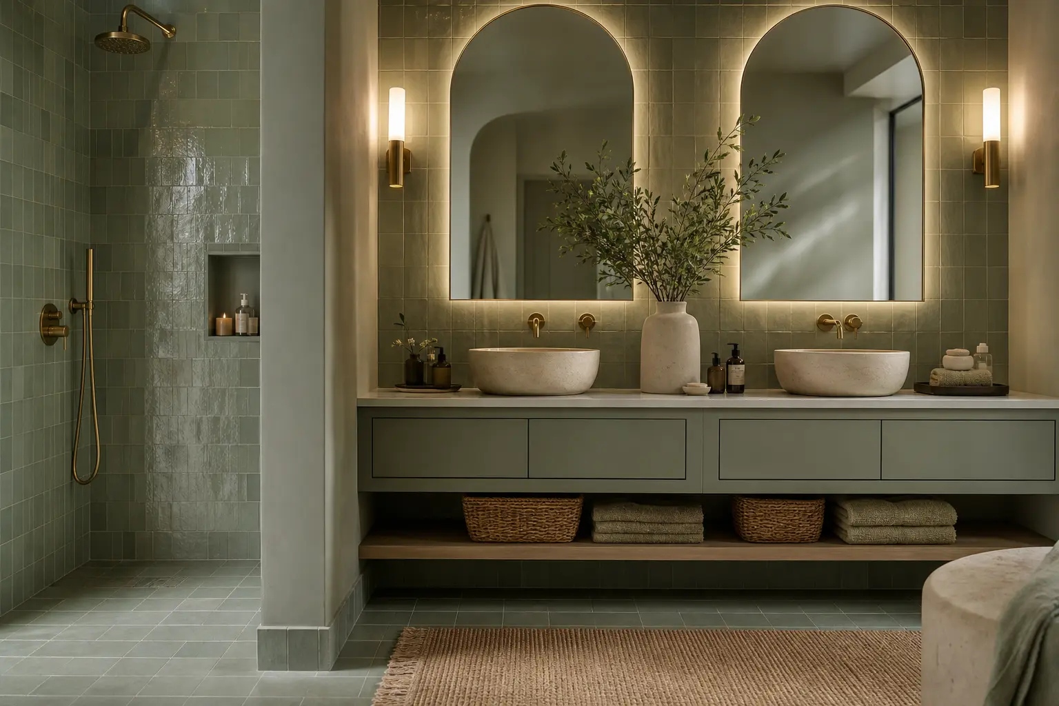 Aesthetic Sage Green Bathroom Interior Design