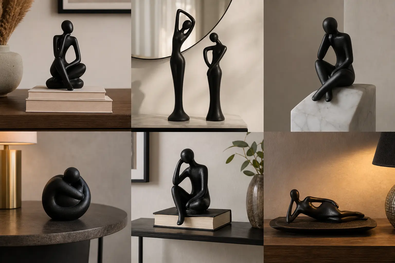 Black Abstract Figurine Set Ideas