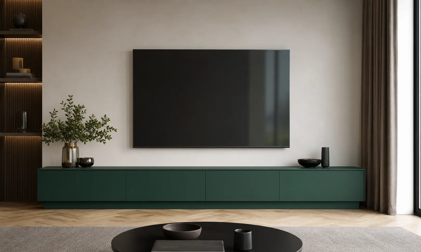Modern Emerald Green TV Unit Design Ideas