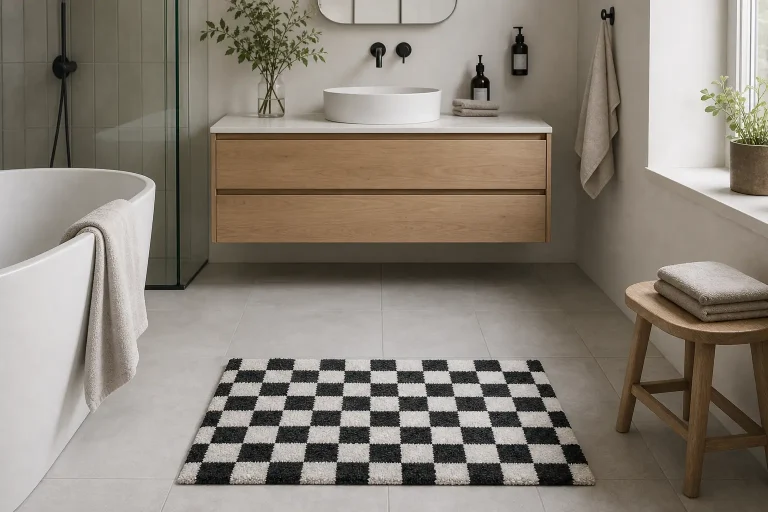 Black and White Checkered Bath Mat Ideas