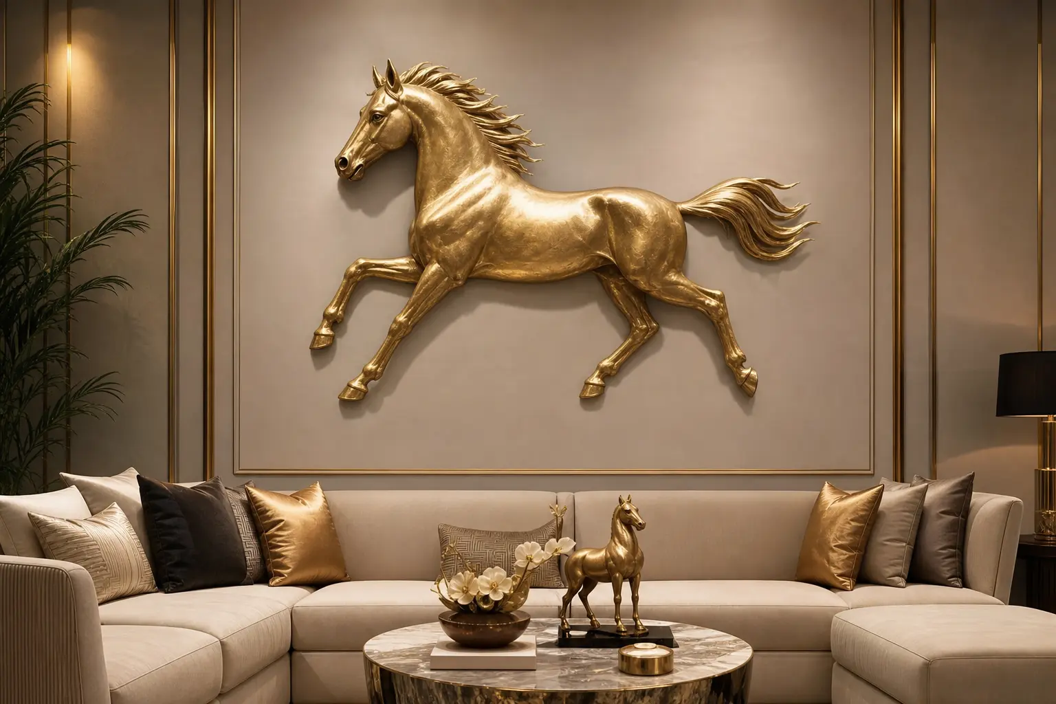 Luxury Golden Horse Wall Art Ideas