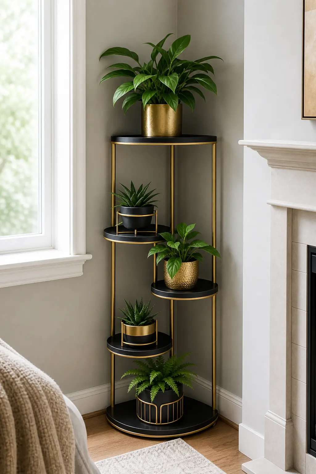 Stylish Black & Gold Plant Stand Ideas