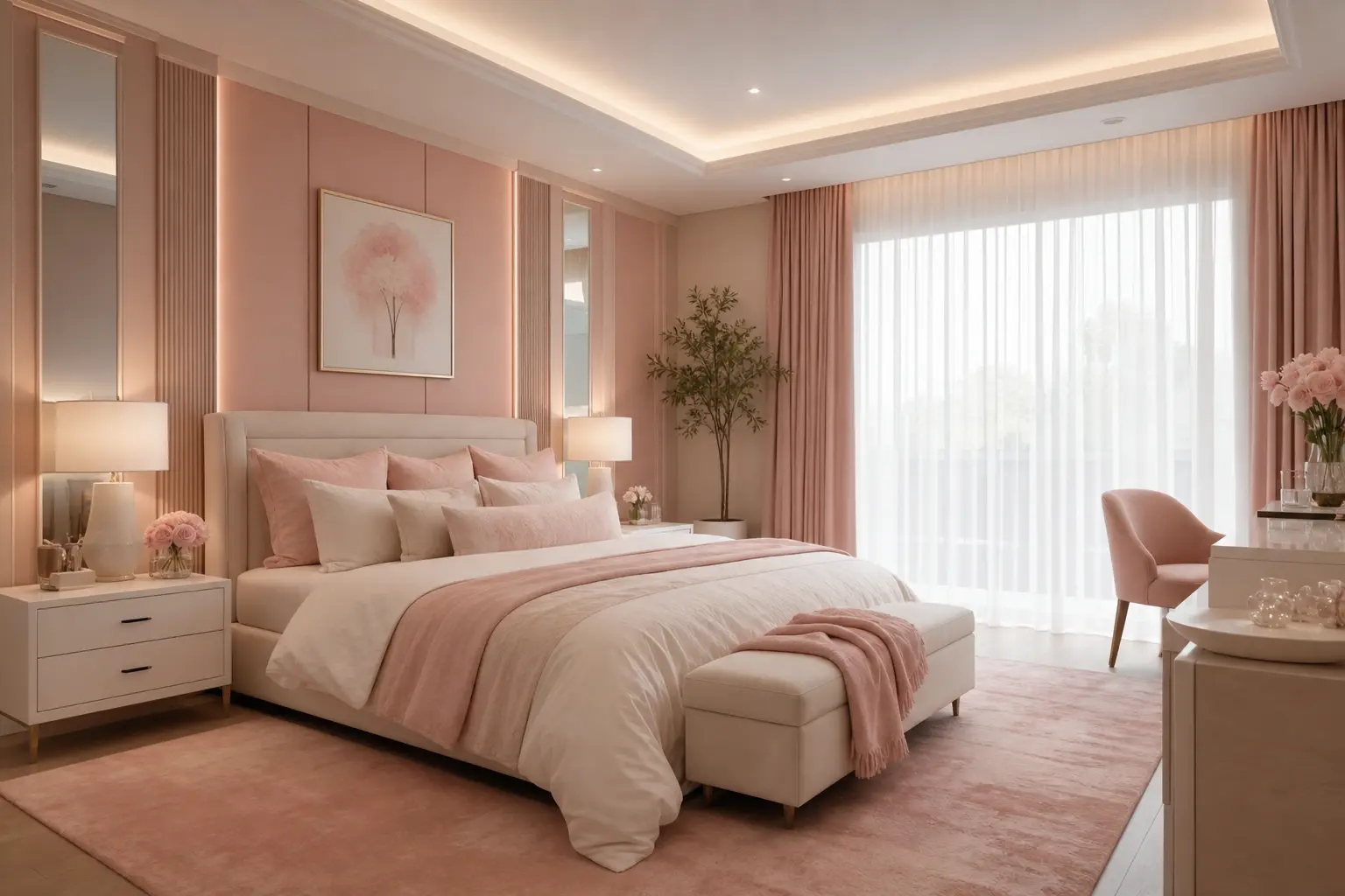 Dreamy Blush Pink & Off-White Bedroom Ideas