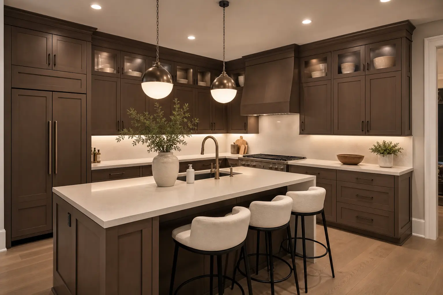 Mocha Brown & Off-White Modern Kitchen Design Ideas