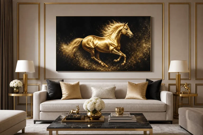 Luxury Golden Horse Wall Art Ideas