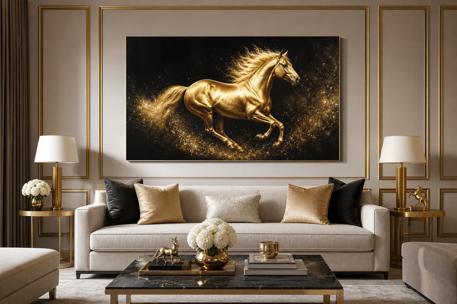 Luxury Golden Horse Wall Art Ideas