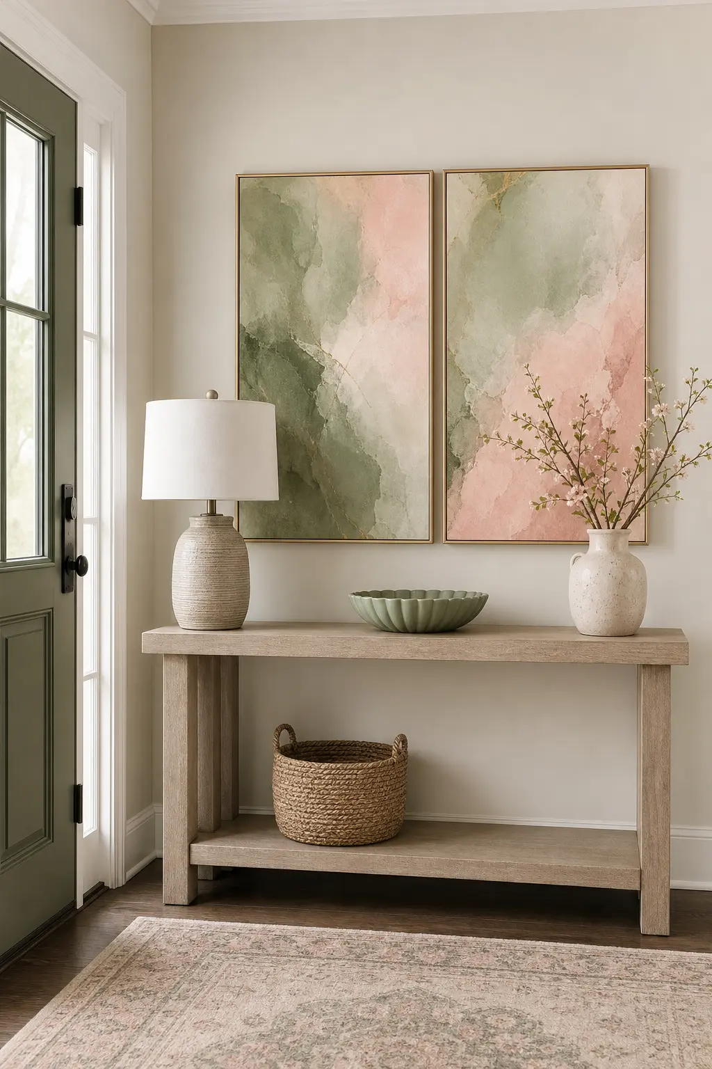 Sage Green & Blush Pink Entryway Decor Ideas