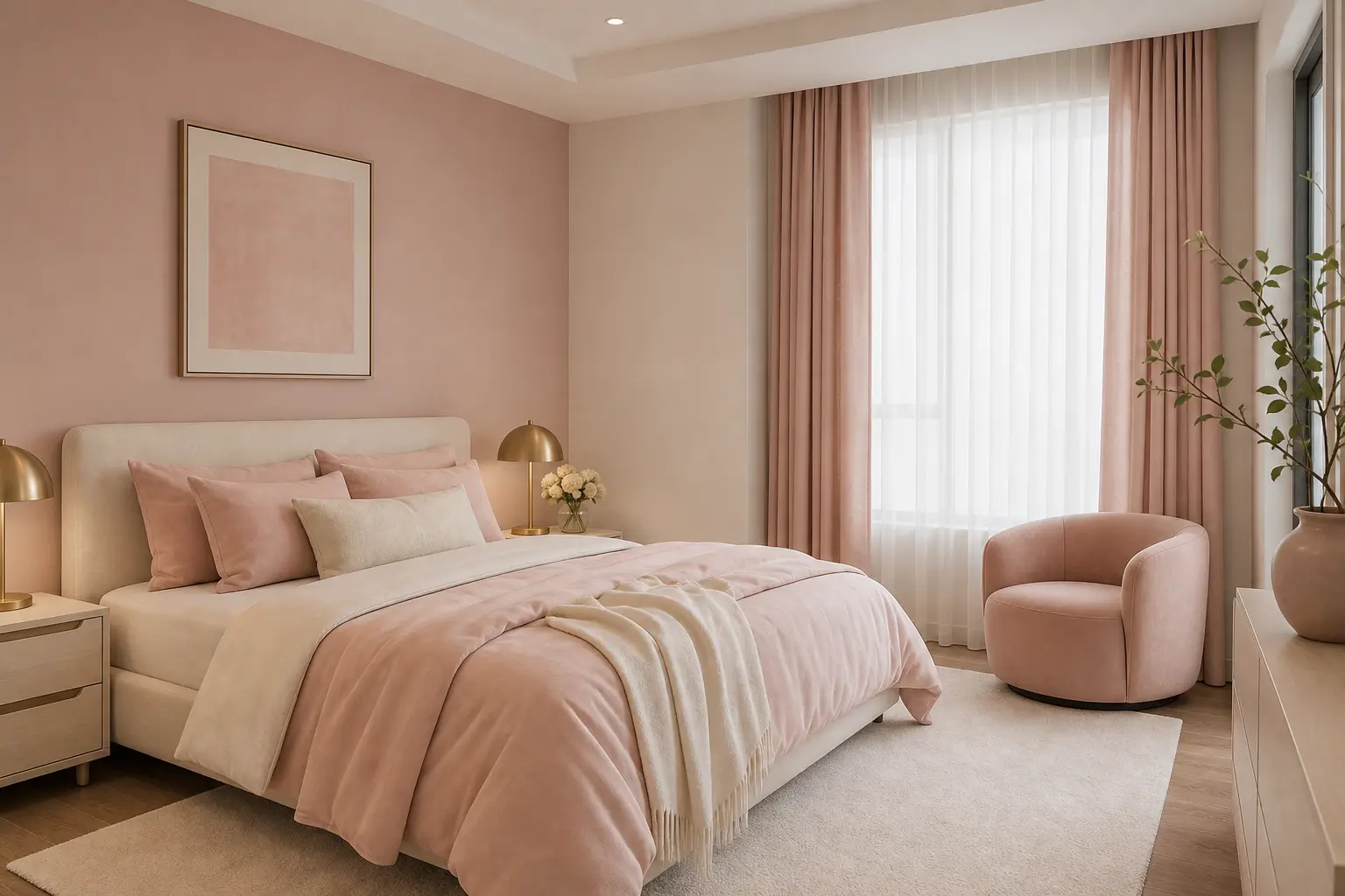 Dreamy Blush Pink & Off-White Bedroom Ideas