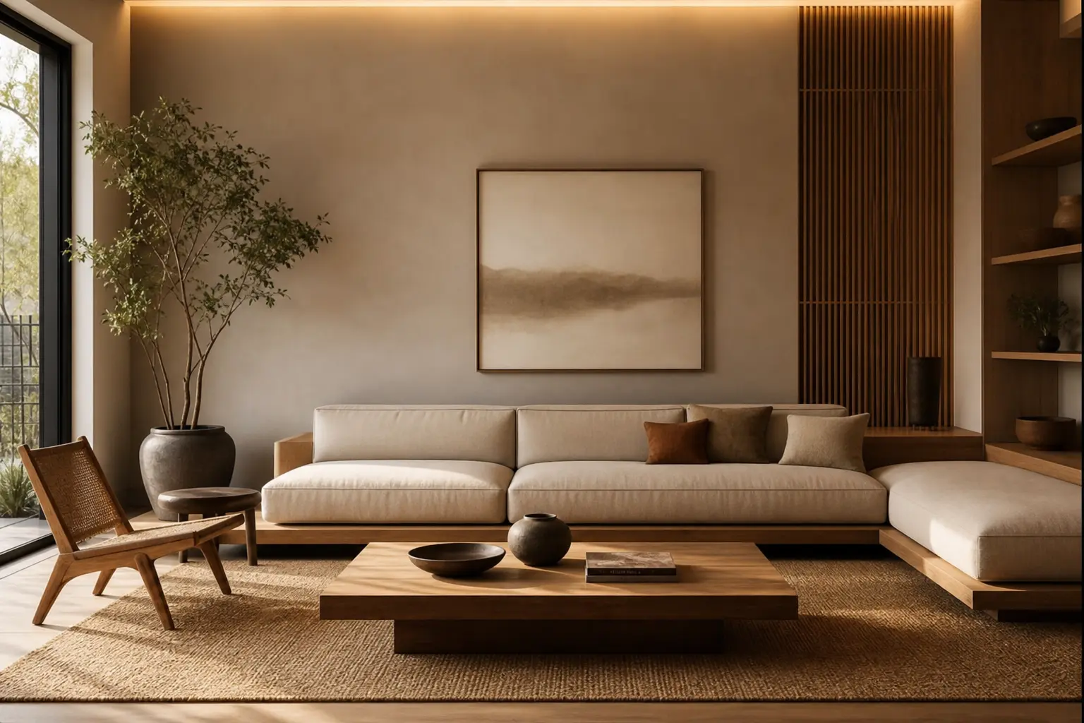 Modern Warm Japandi Living Room Ideas