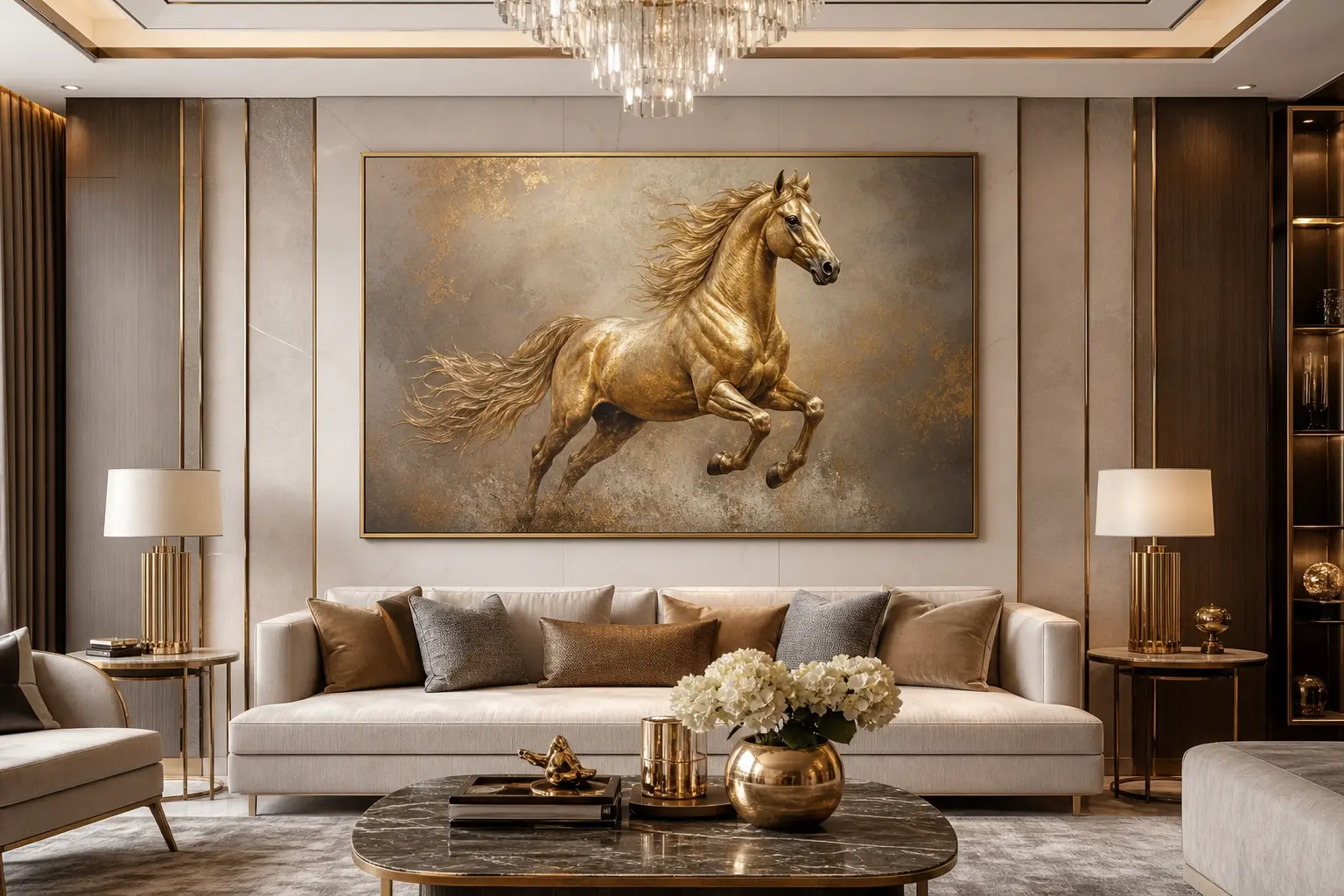 Luxury Golden Horse Wall Art Ideas