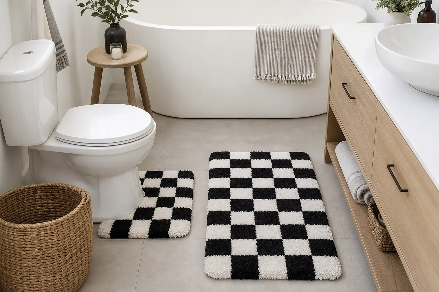 Black and White Checkered Bath Mat Ideas