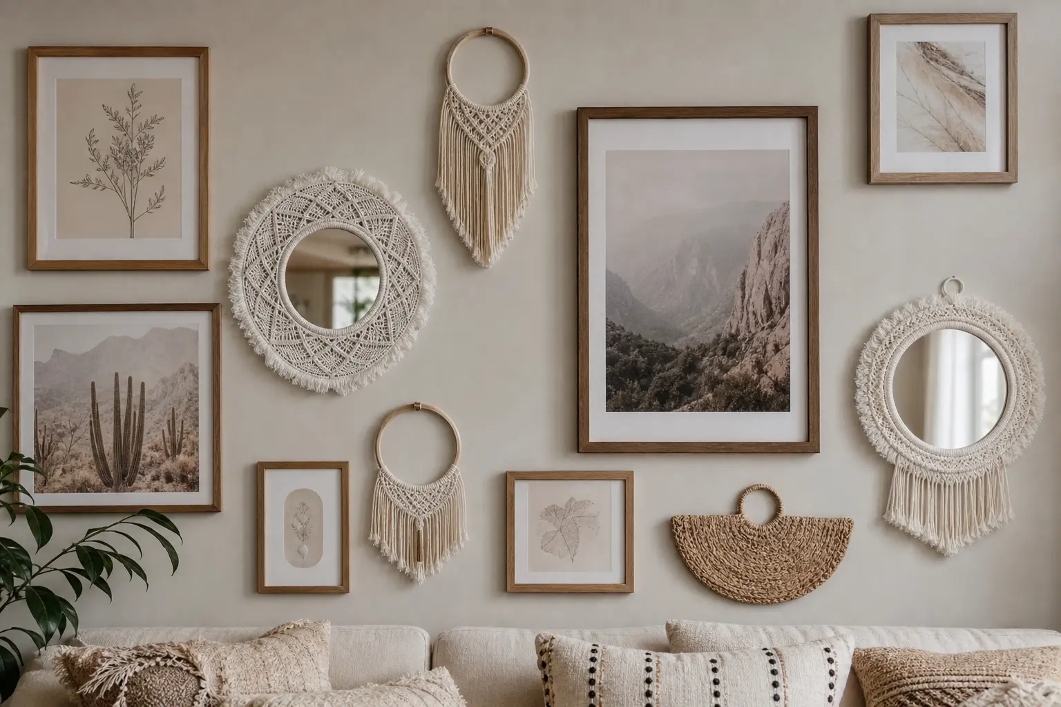 White Macrame Mirror Wall Decor Ideas