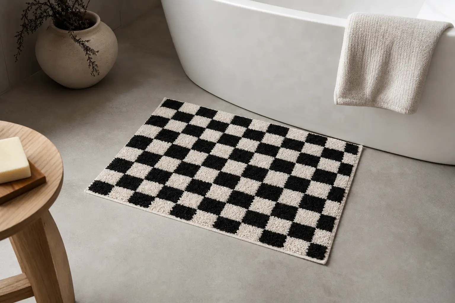 Black and White Checkered Bath Mat Ideas