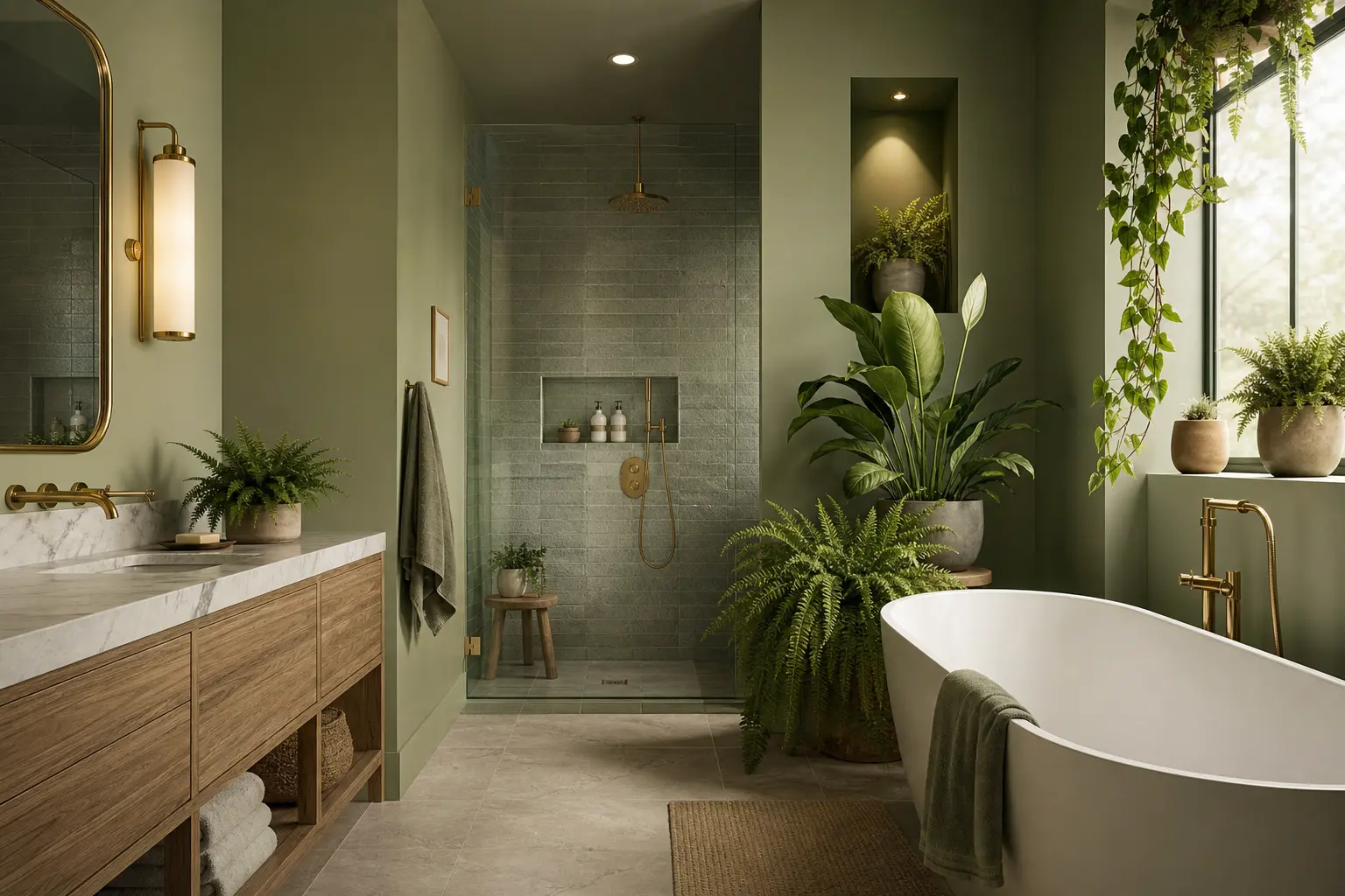 Aesthetic Sage Green Bathroom Interior Design