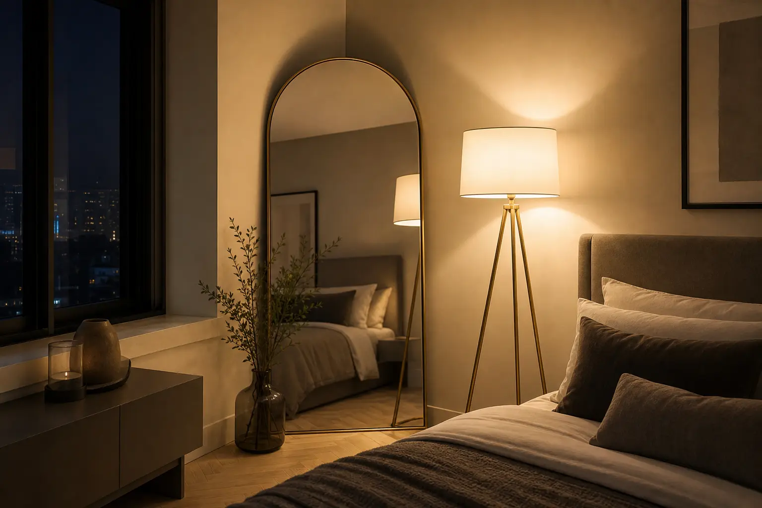 Modern Bedroom Mirror Corner Decor Ideas