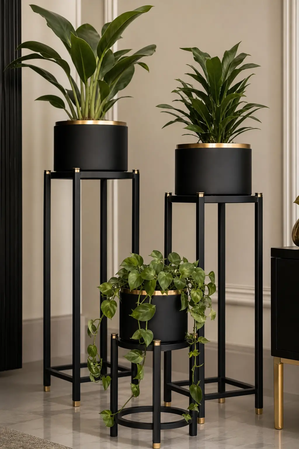 Stylish Black & Gold Plant Stand Ideas