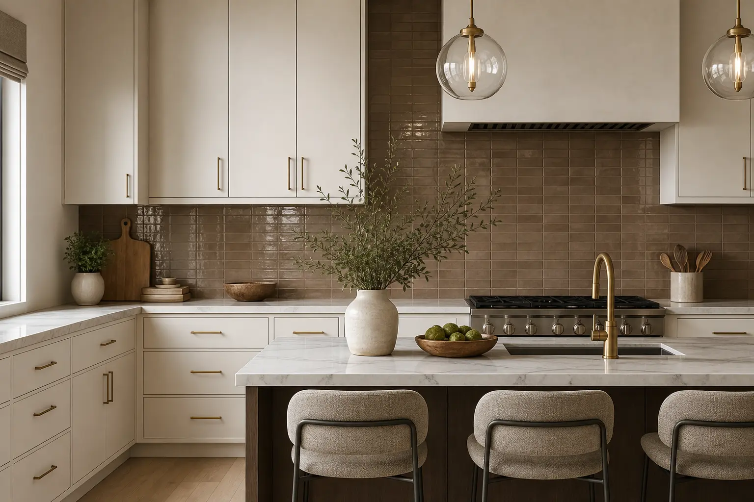Mocha Brown & Off-White Modern Kitchen Design Ideas